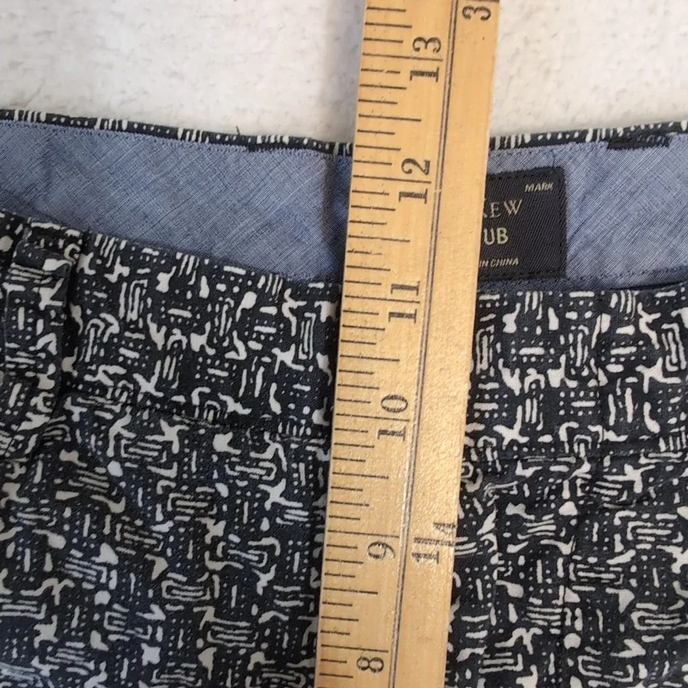 J Crew Club Shorts Mens 34x9 Black Geometric Pattern Cotton‎ Chino